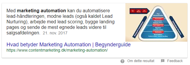 featured snippet i søgeresultaterne