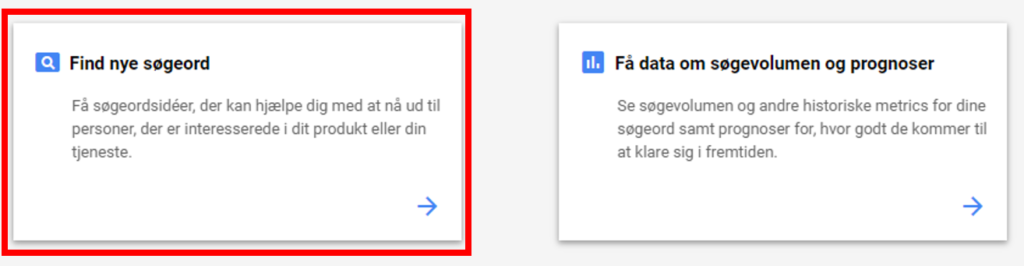 google søgeordsværktøj - søgeordsplanlægning